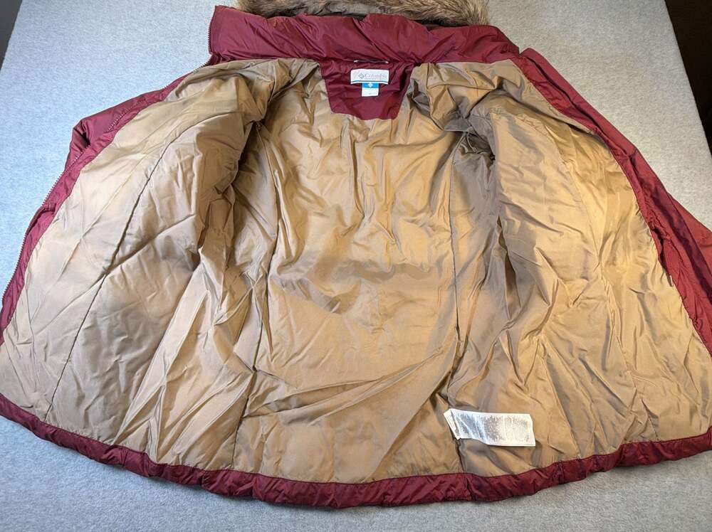 Columbia Peak to Park Mid Insulated Winter Jacket Faux Fur Hood Burgundy sz M - Picture 7 of 9